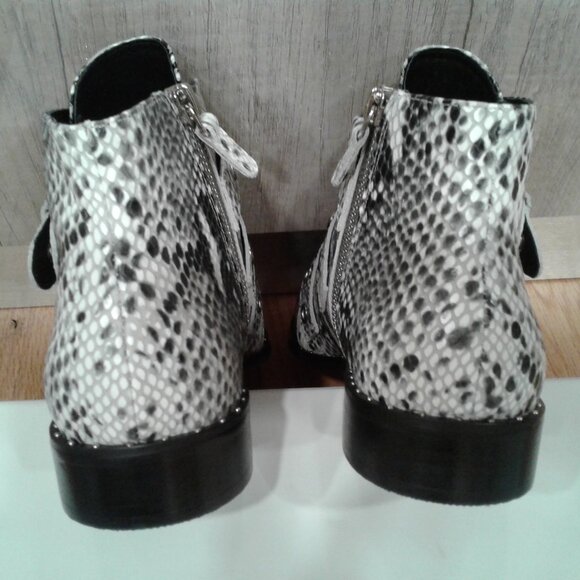 SOLSANA BOOTS BOOTIES WALKING SHOES FLATS WHITE SNAKE EMBOSSED LEATHER US 6 E 36 - Picture 10 of 14